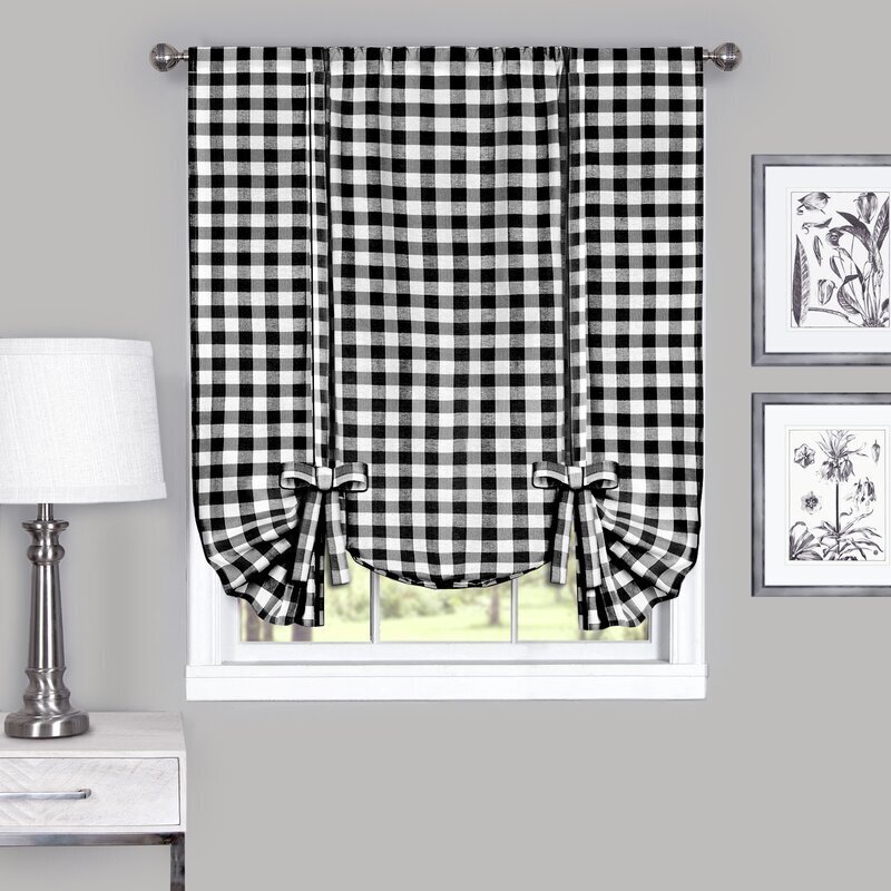 Balloon black & white kitchen curtains 