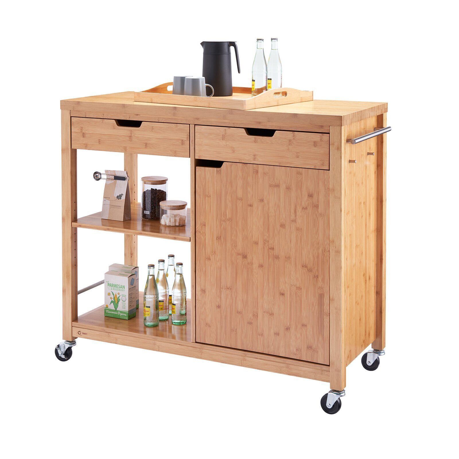 Bamboo Kitchen Island With Bin Storage