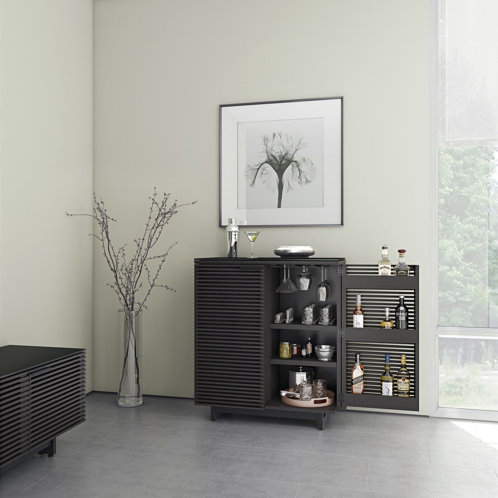 Bar Cabinet with Slatted Doors