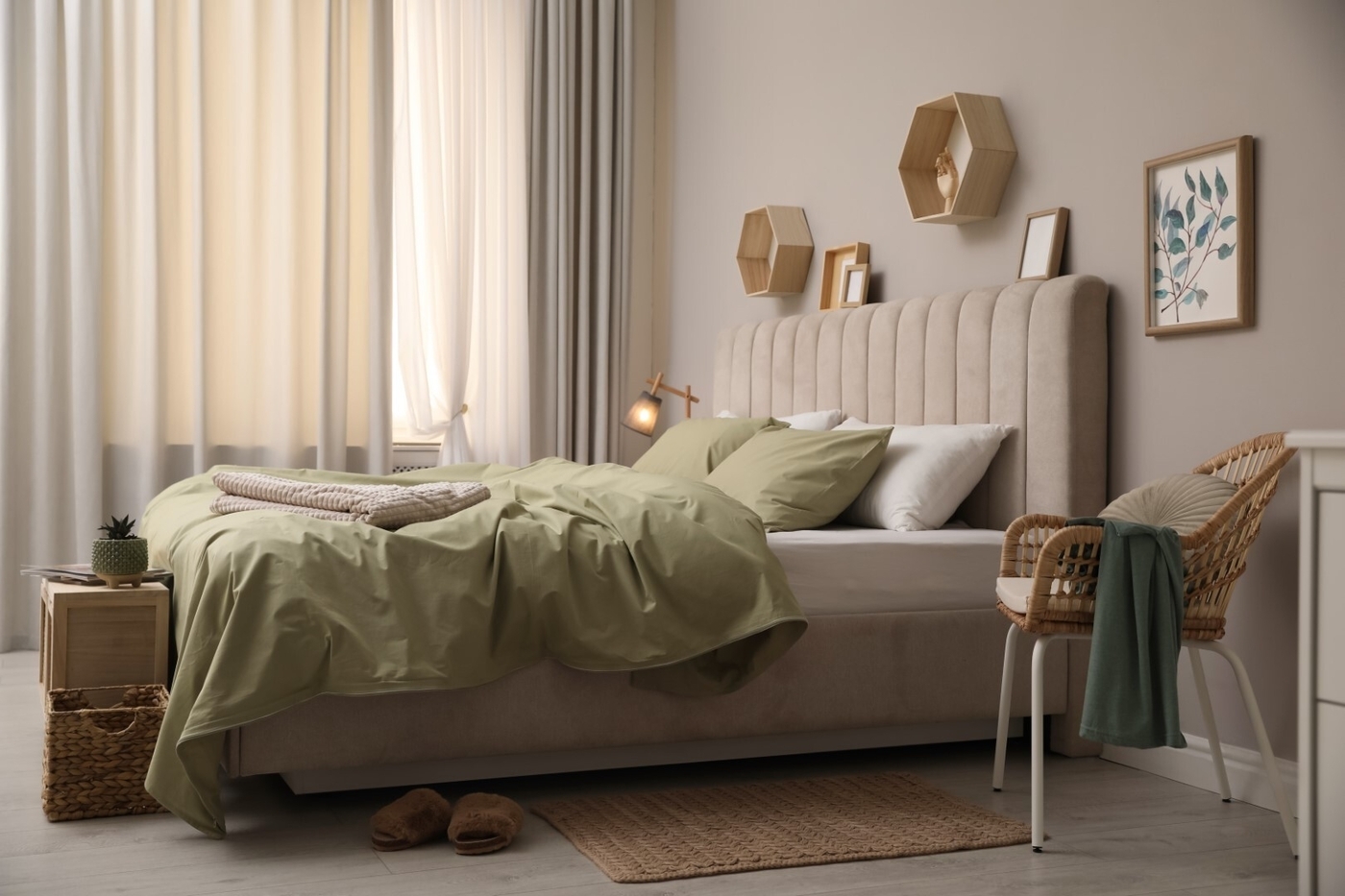 Beautiful linens in room