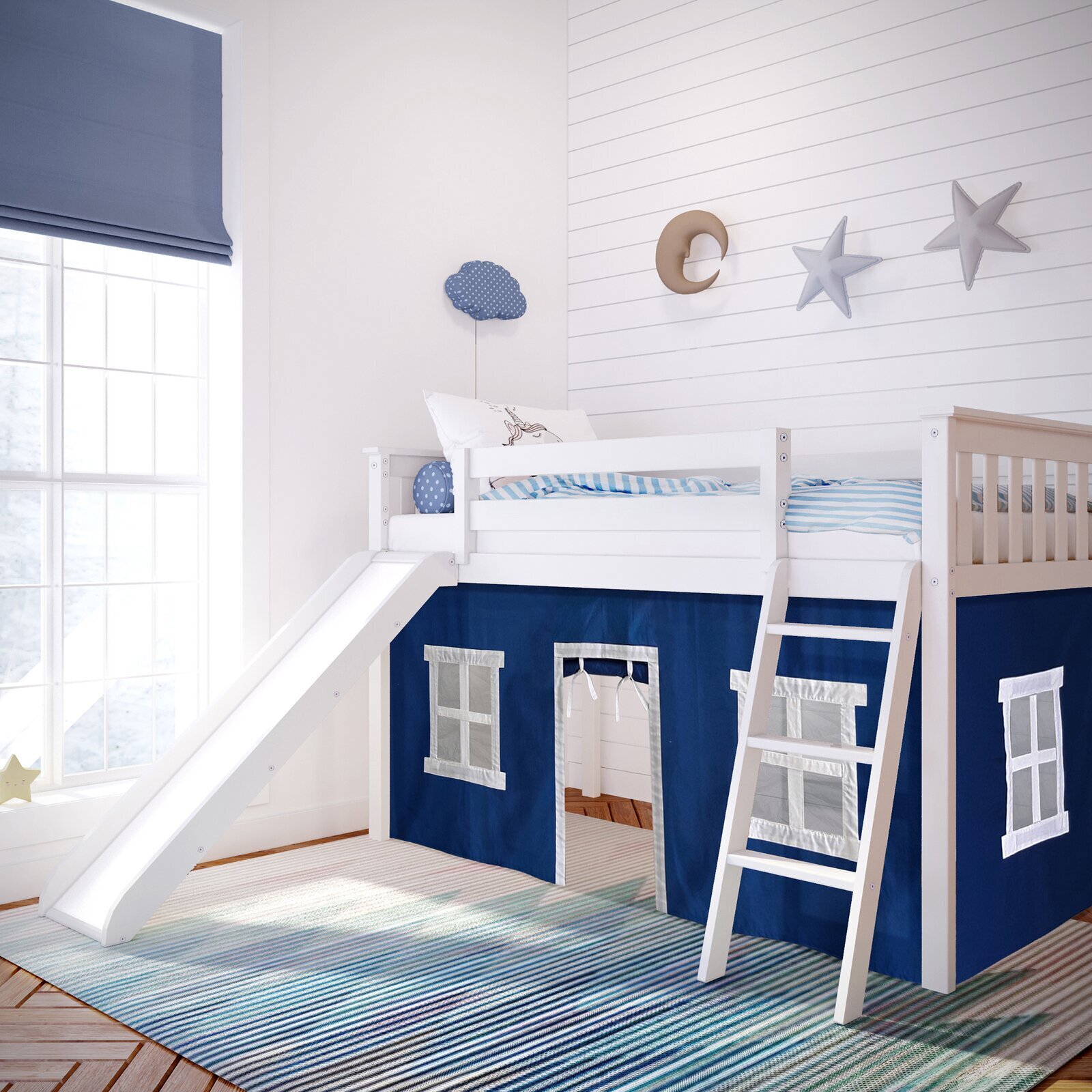 Bed with Slide and Fort