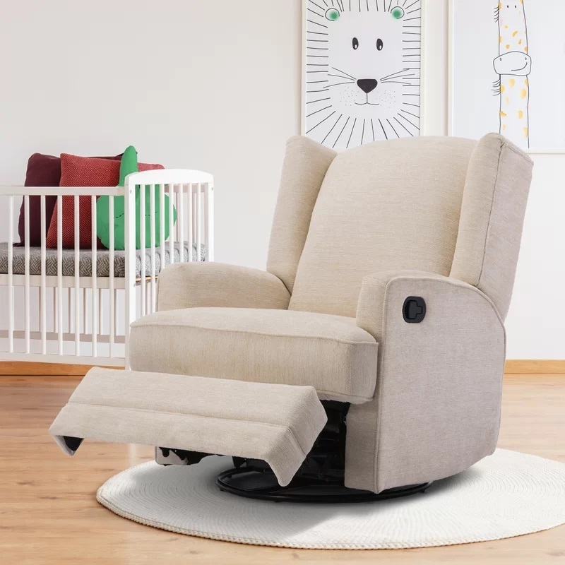 Beige Chenille Broyhill Rocker Recliner