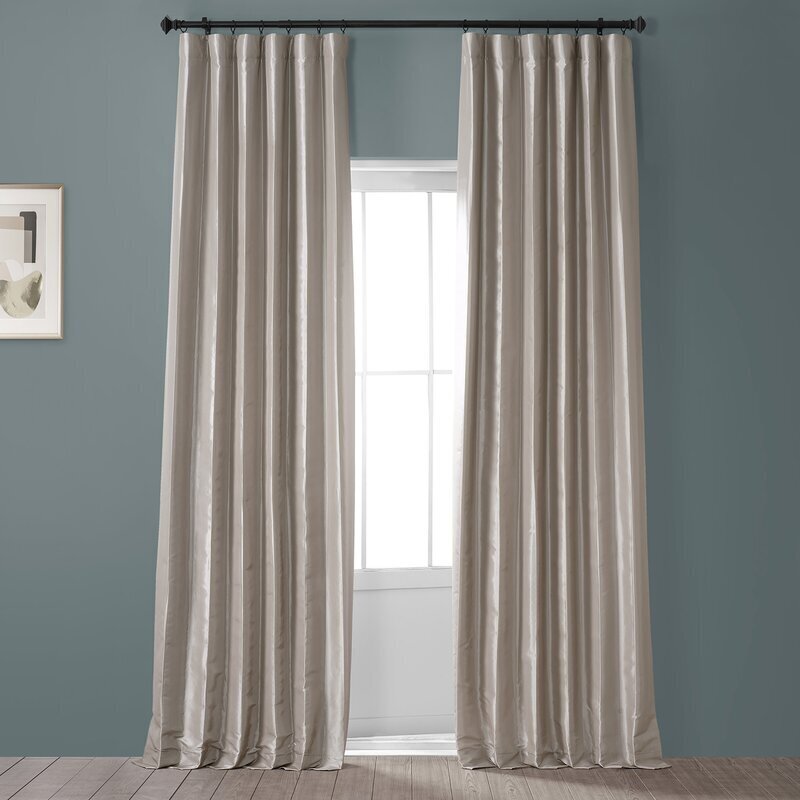 Beige Faux Silk Taffeta Drapes