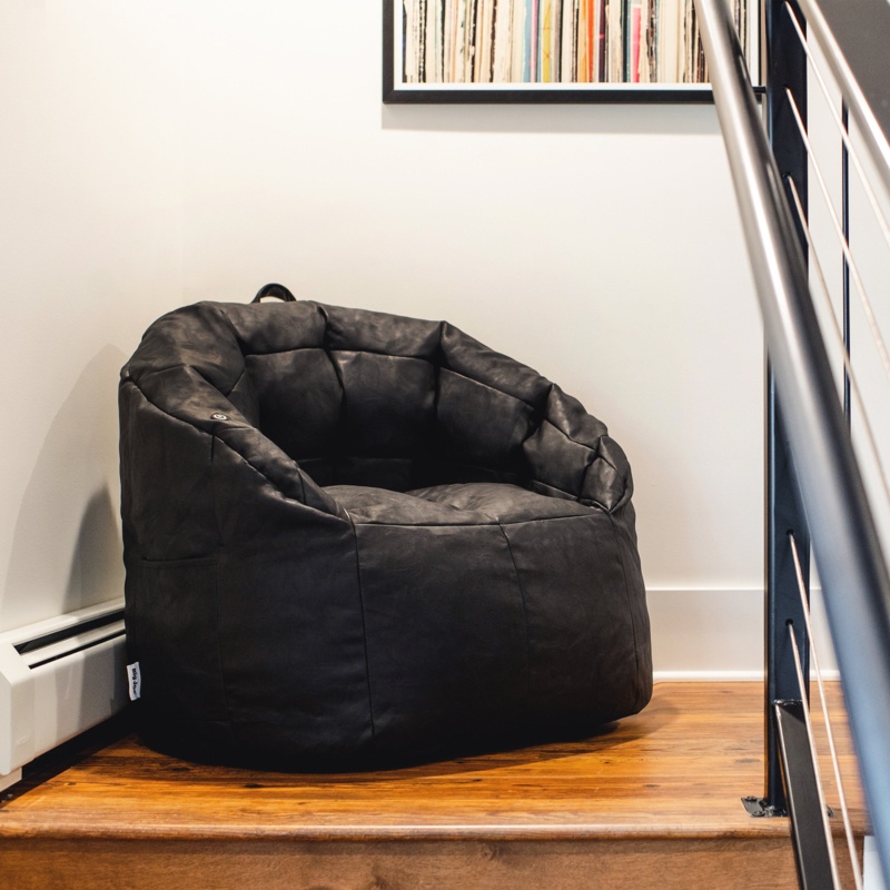 Big Joe Milano Faux Leather Bean Bag Chair with Massage Function