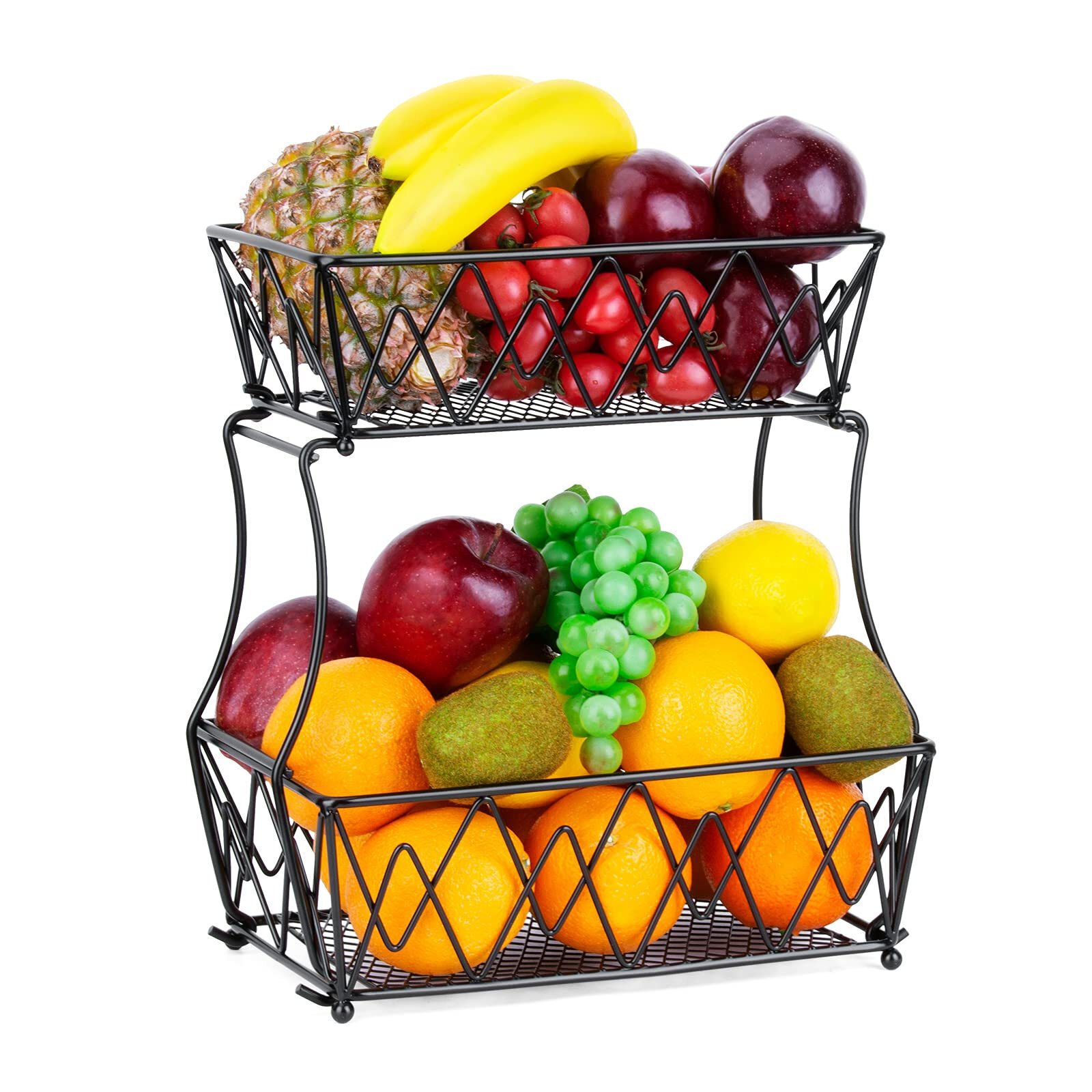 Black 2 Piece Double Stack Fruit Bowl