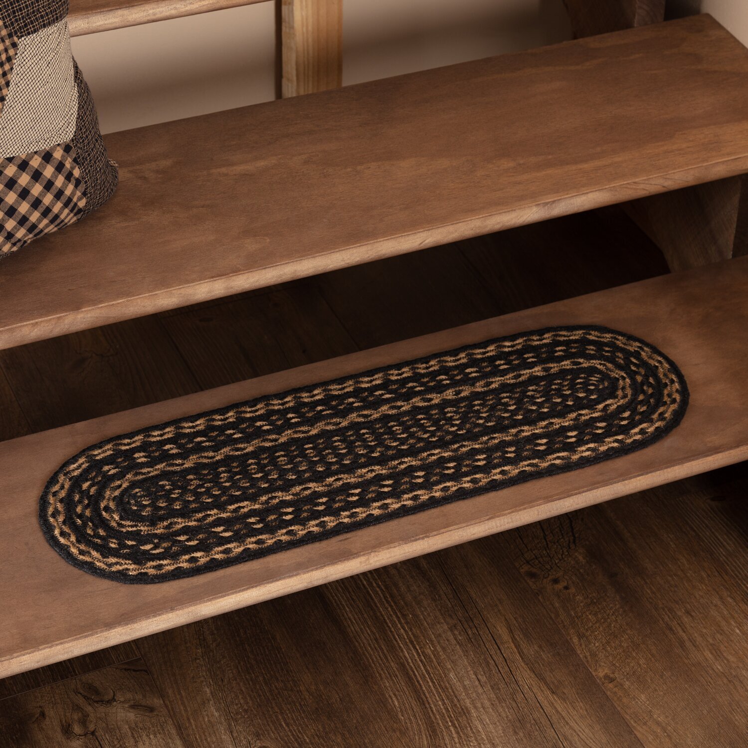 Black and Dark Tan Jute Stair Tread