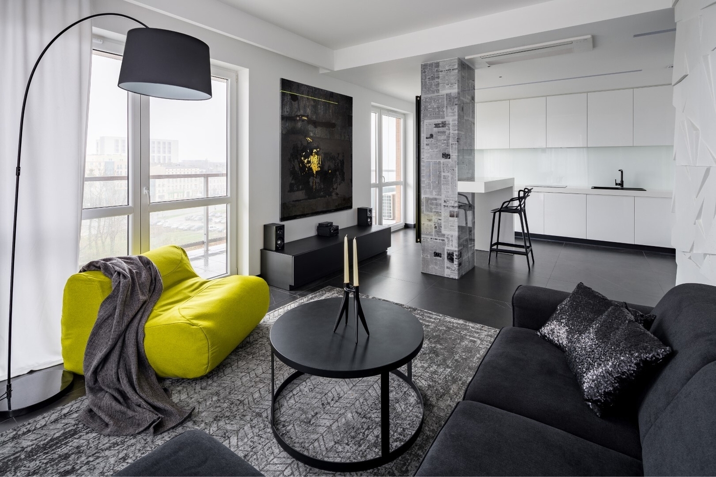 Black and white living room