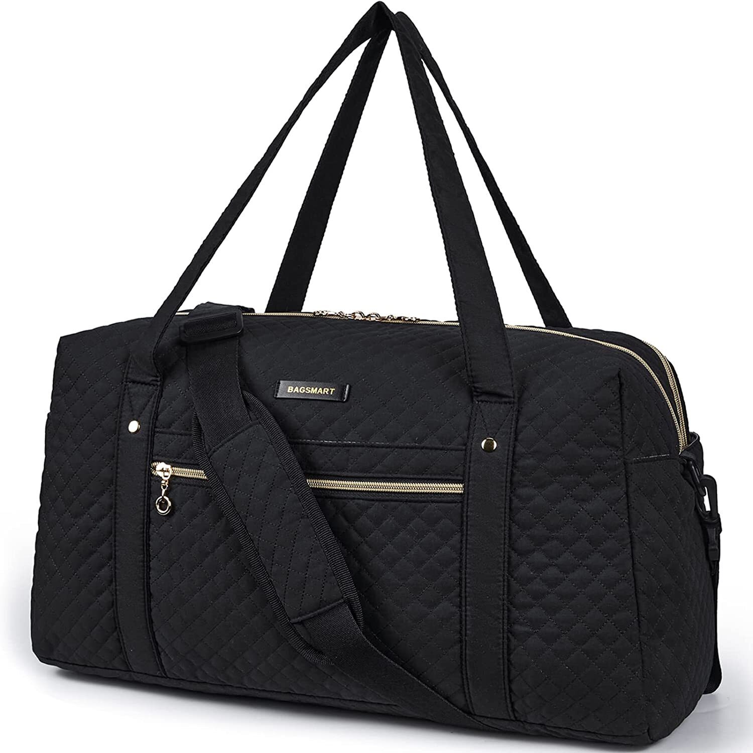Black Cotton and Nylon Laptop Duffel Bag