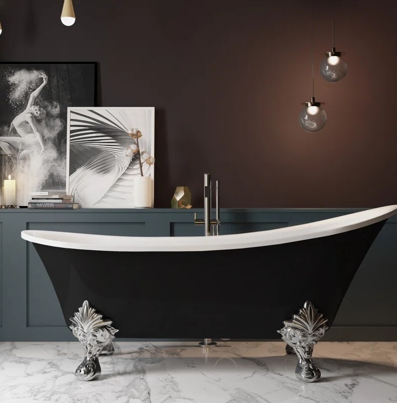 Black Fiberglass Clawfoot Bathtub