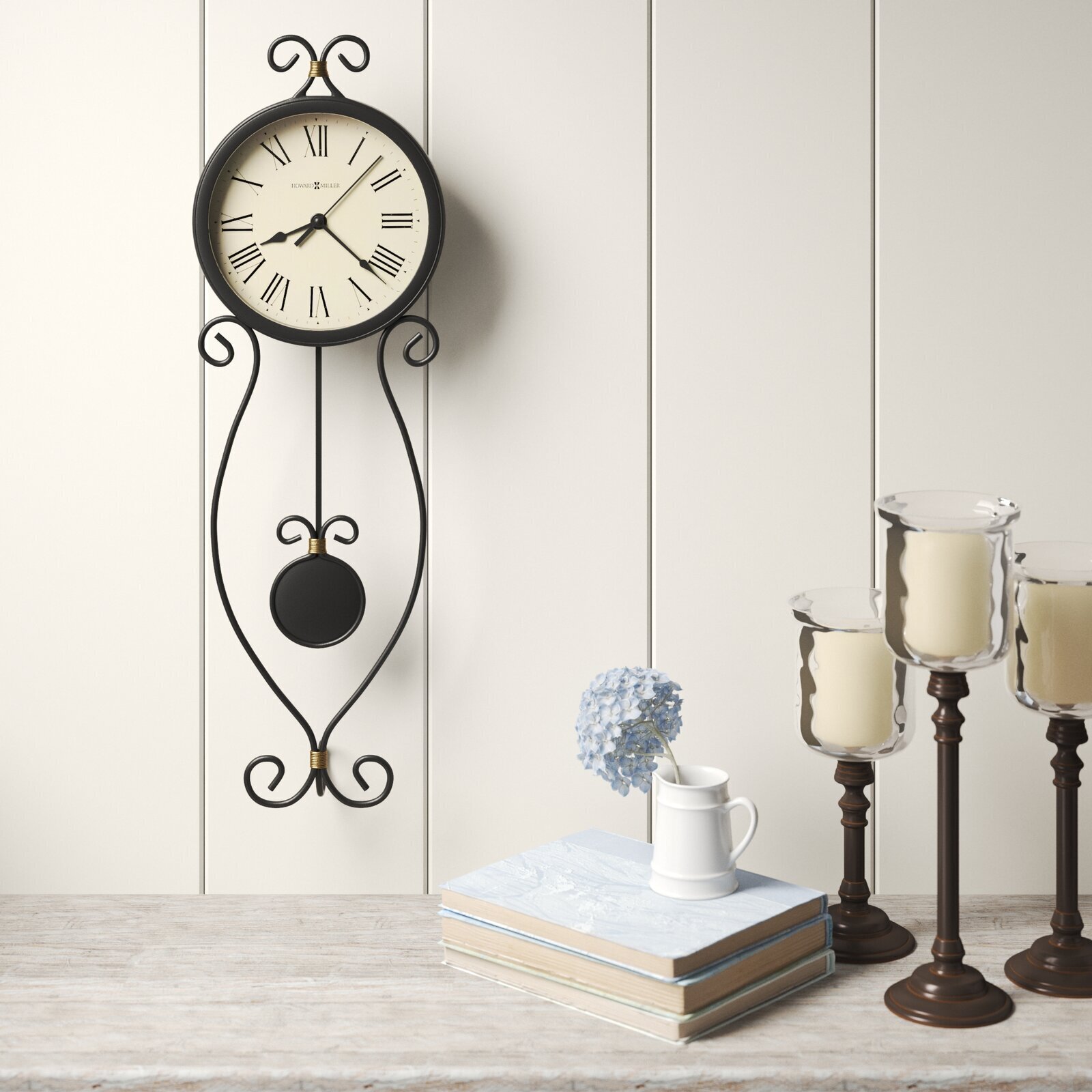 Black Iron Clock With Hourglass Shape