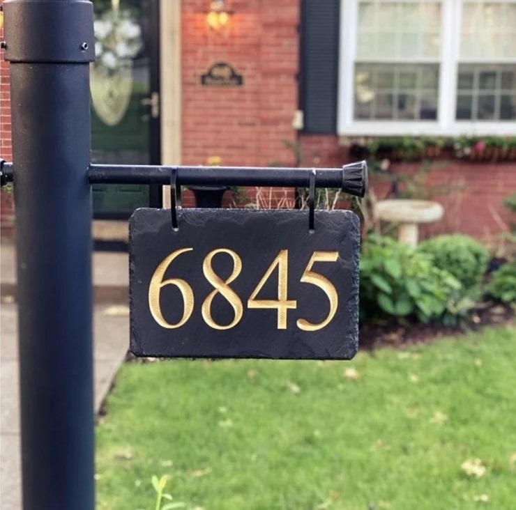 Black Metal Address Hanging Plaque