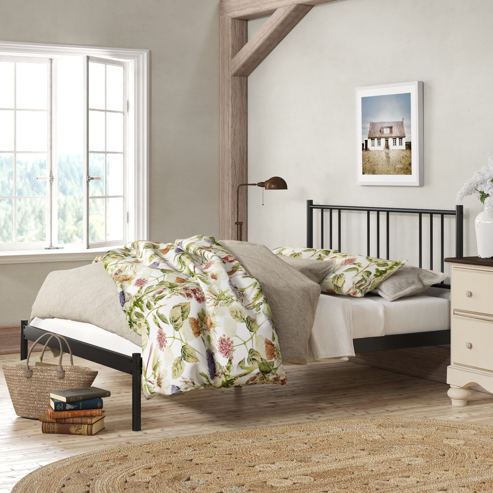 Black Metal Low Profile Twin Bed