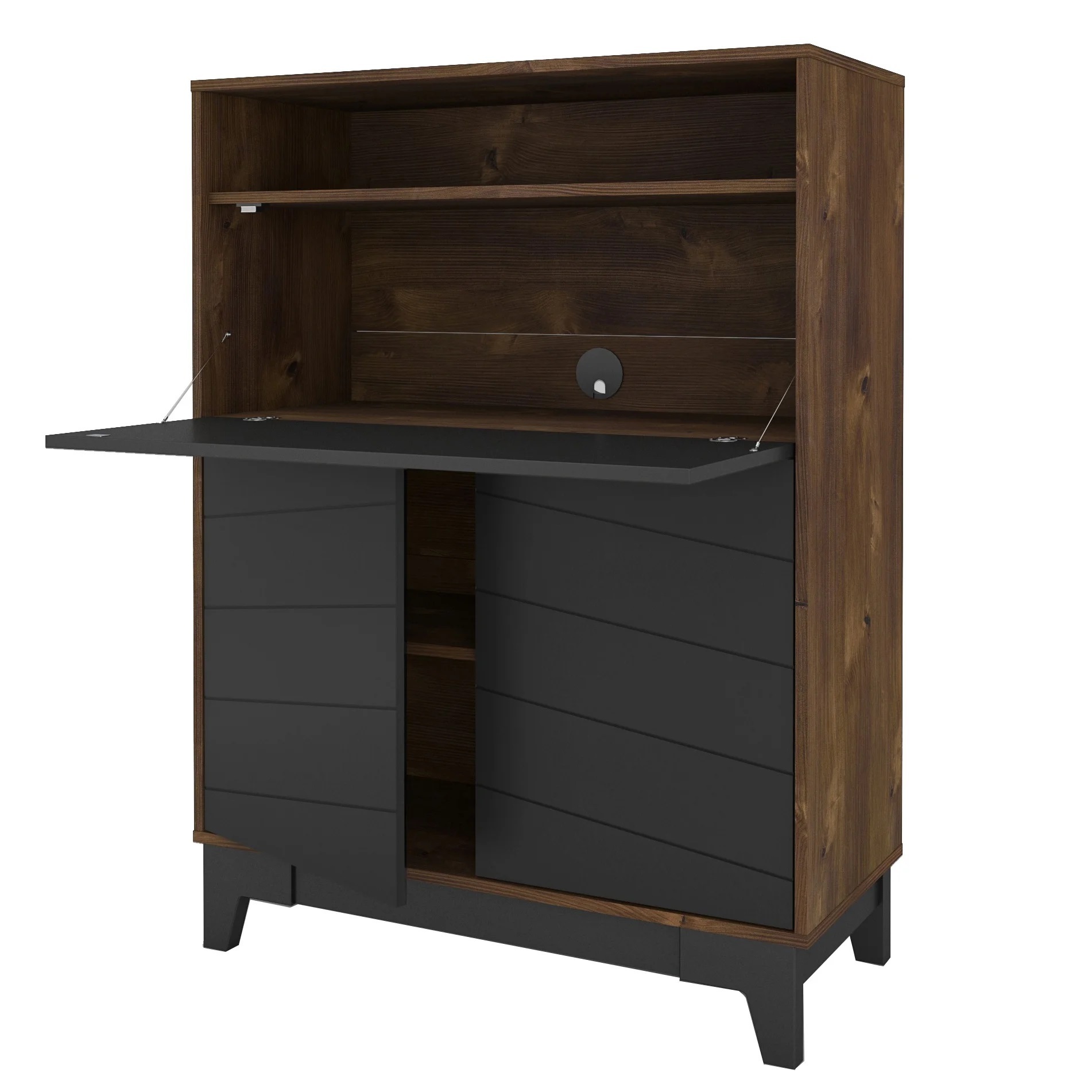 Black secretary desk in a cabinet design