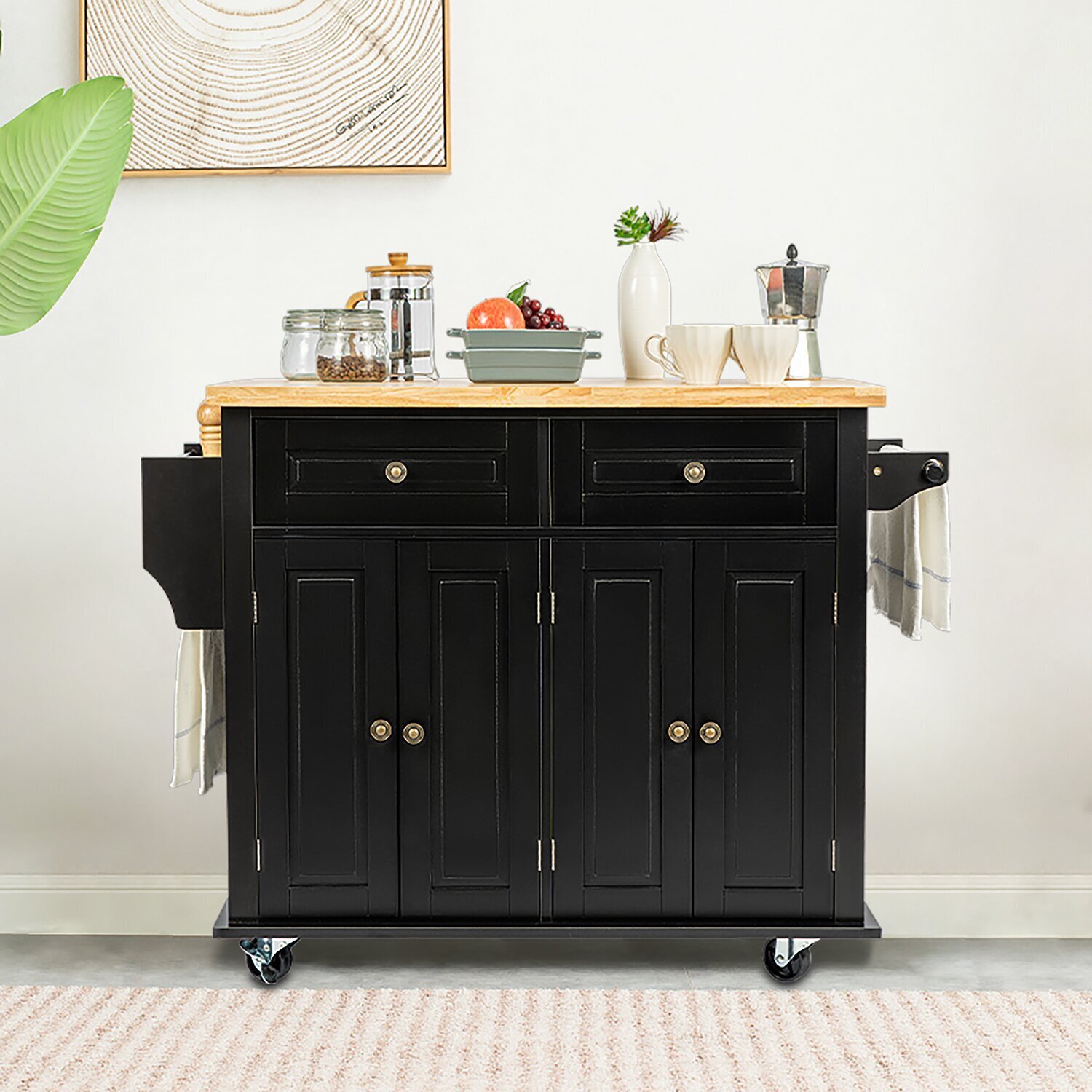 Black Wood Kitchen Island