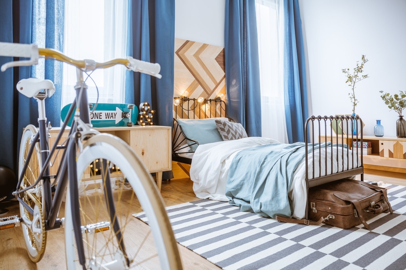 Blue bedroom interior