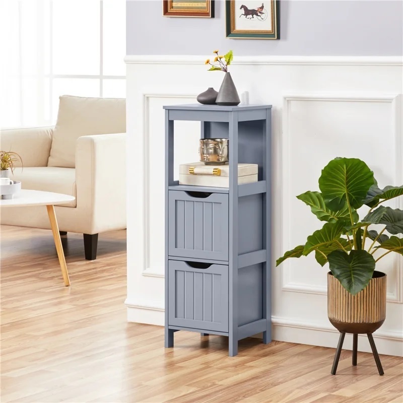 Blue Gray Bathroom Storage Tower