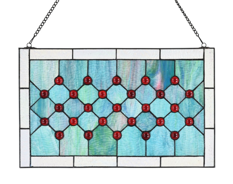 Blue Stained Glass Hanging Window Panel