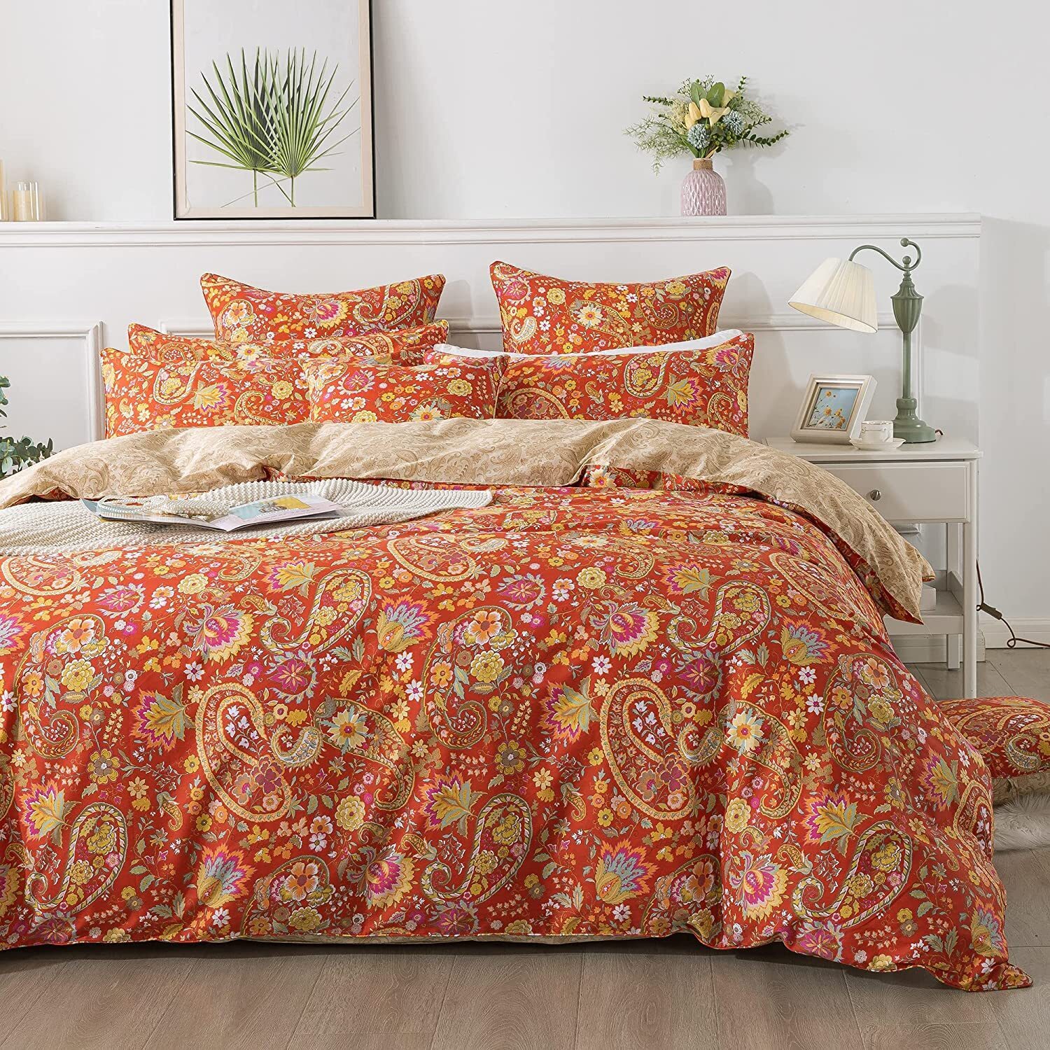 Orange Paisley Bedding