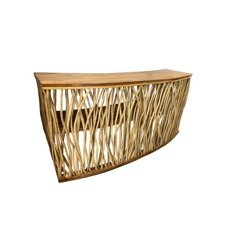 Braided Front Teak Outdoor Bar