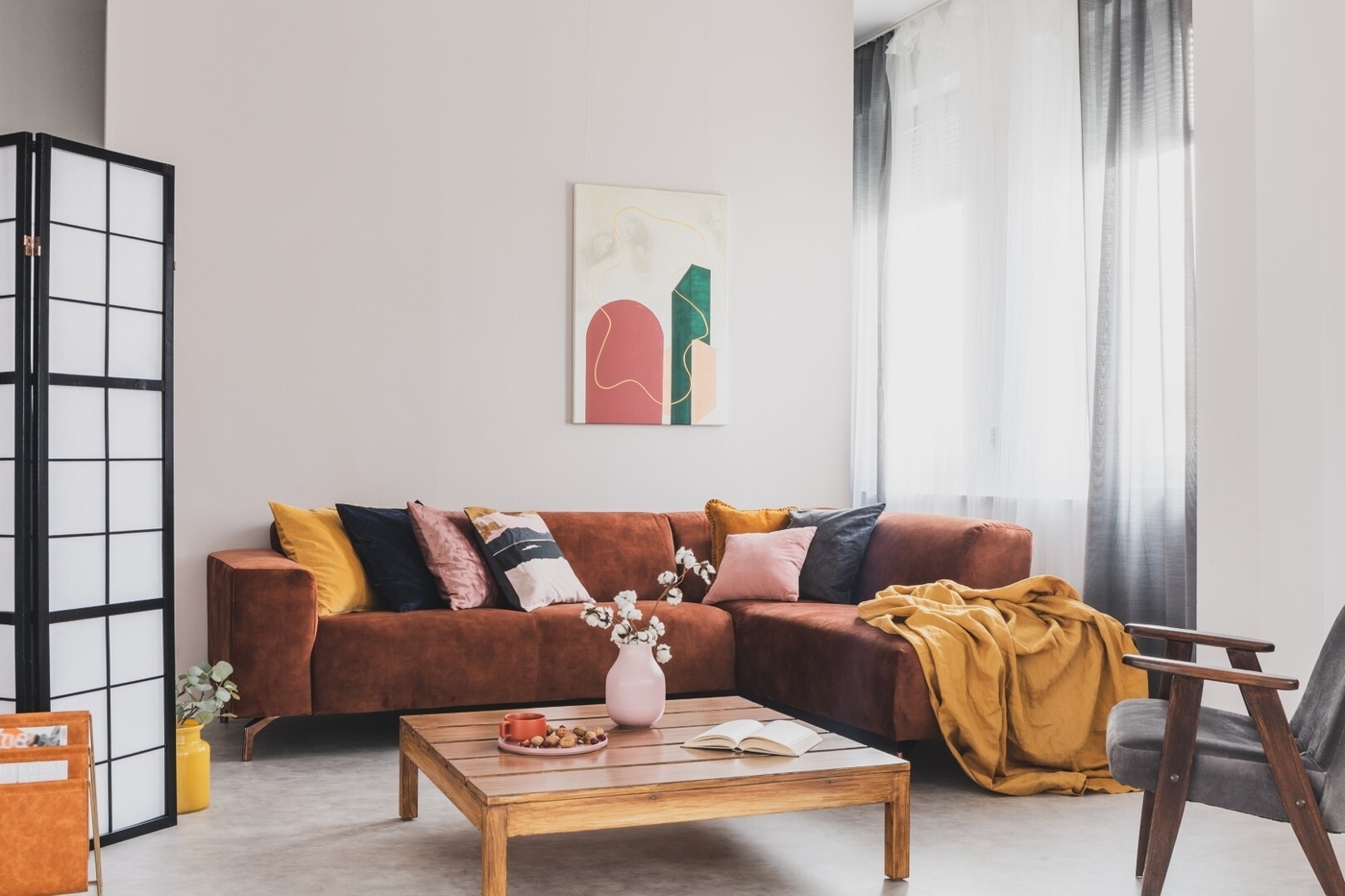 Brown corner sofa