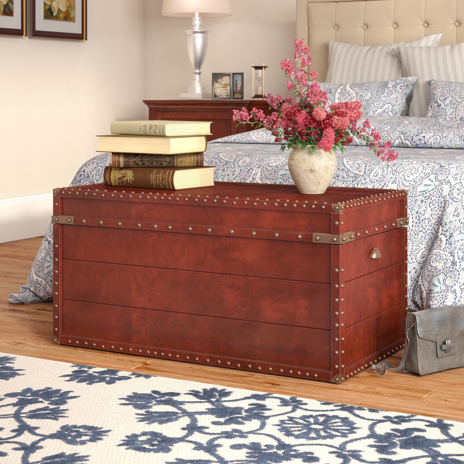 Brown Studded Vintage Trunk