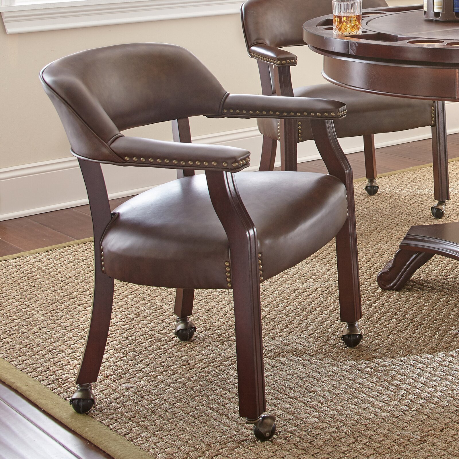 Brown Vinyl Poker Table Chairs