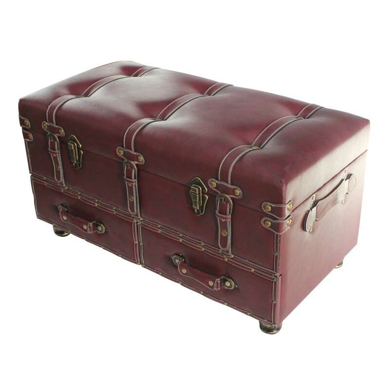 Burgundy Vintage Storage Trunk
