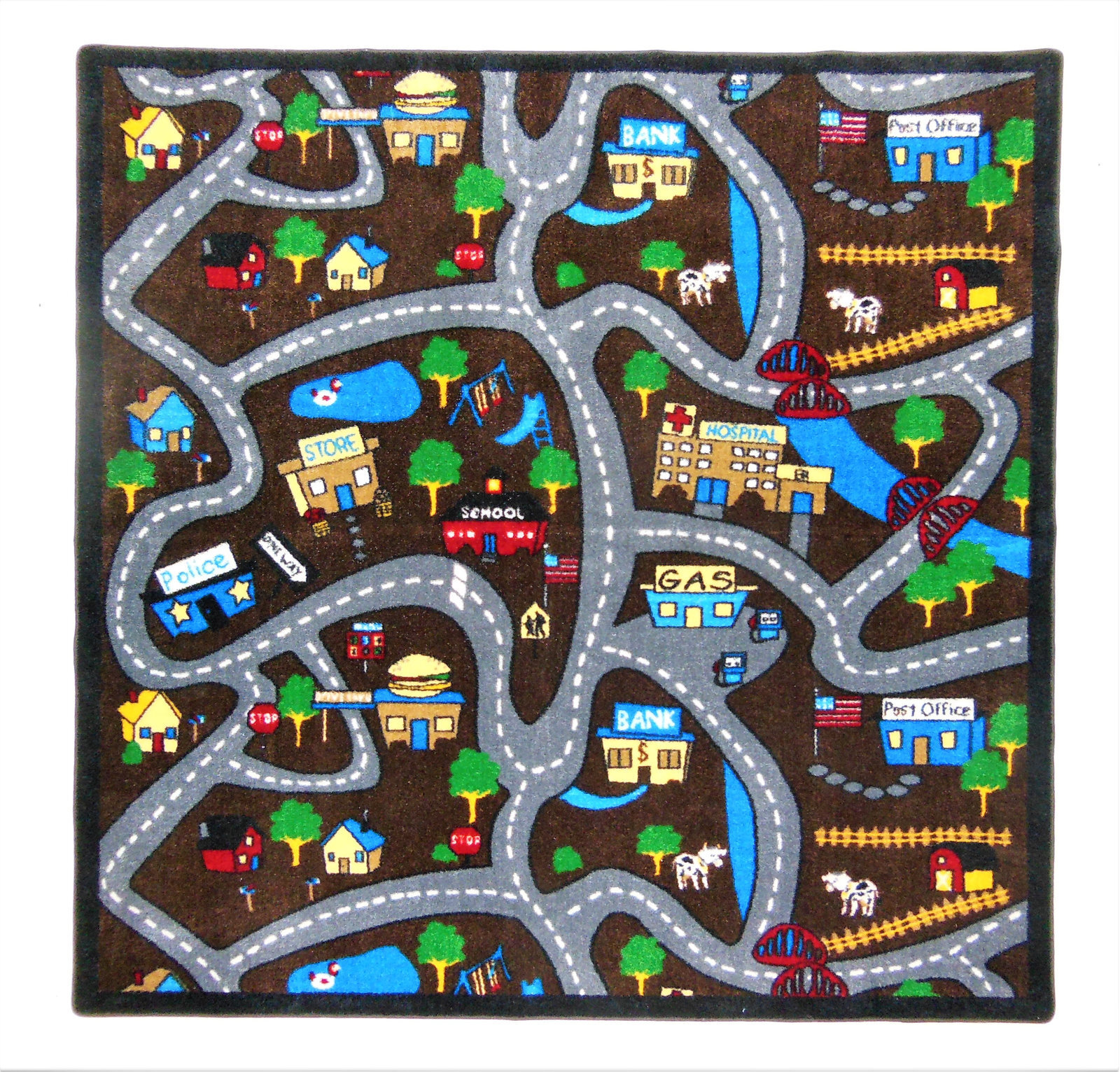 Busy City with Buildings in Brown