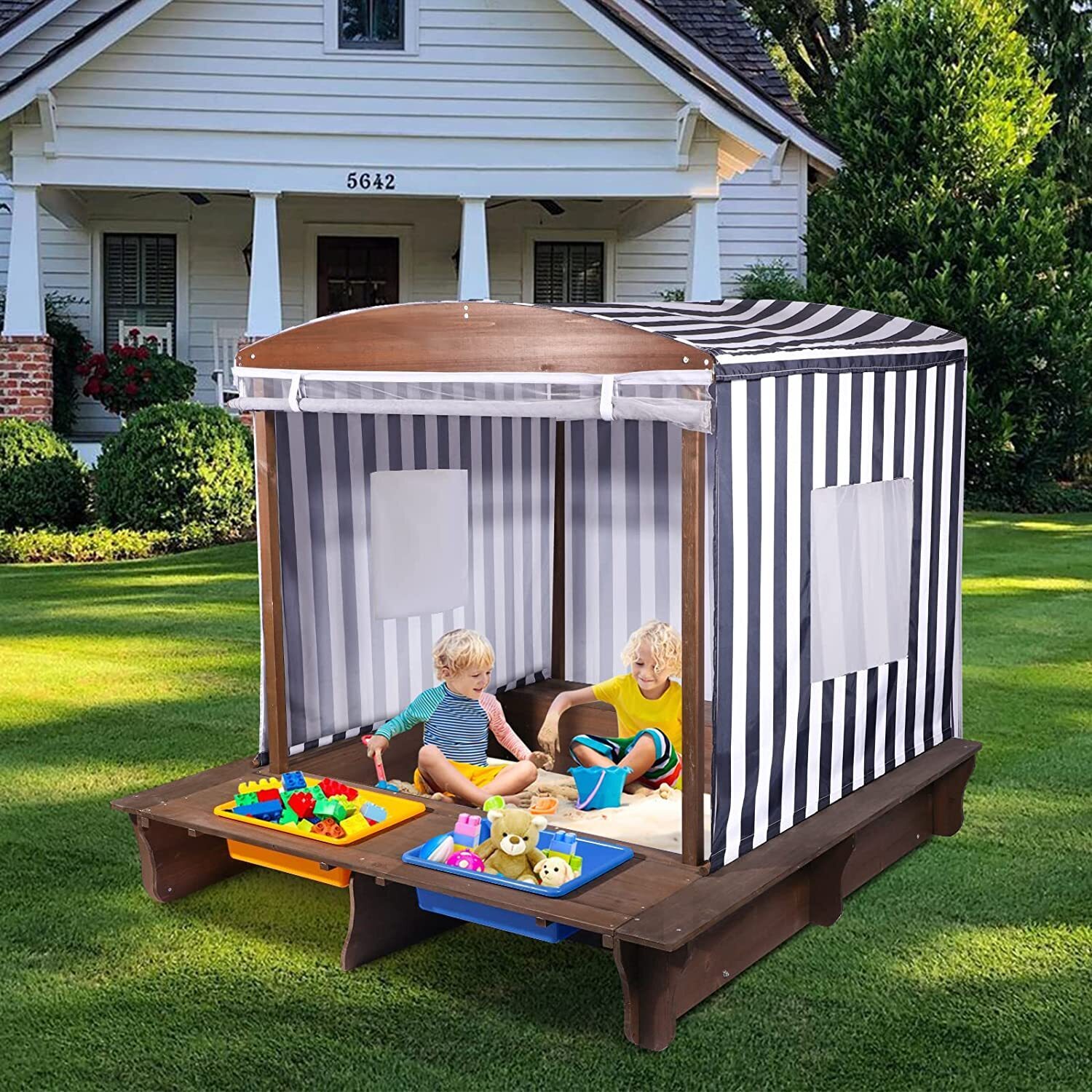 Cabana Style Sandbox and Play Area