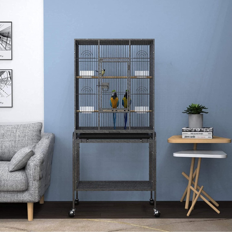 Cadin 53'' Iron Flat Top Breeder Bird Cage with Wheels