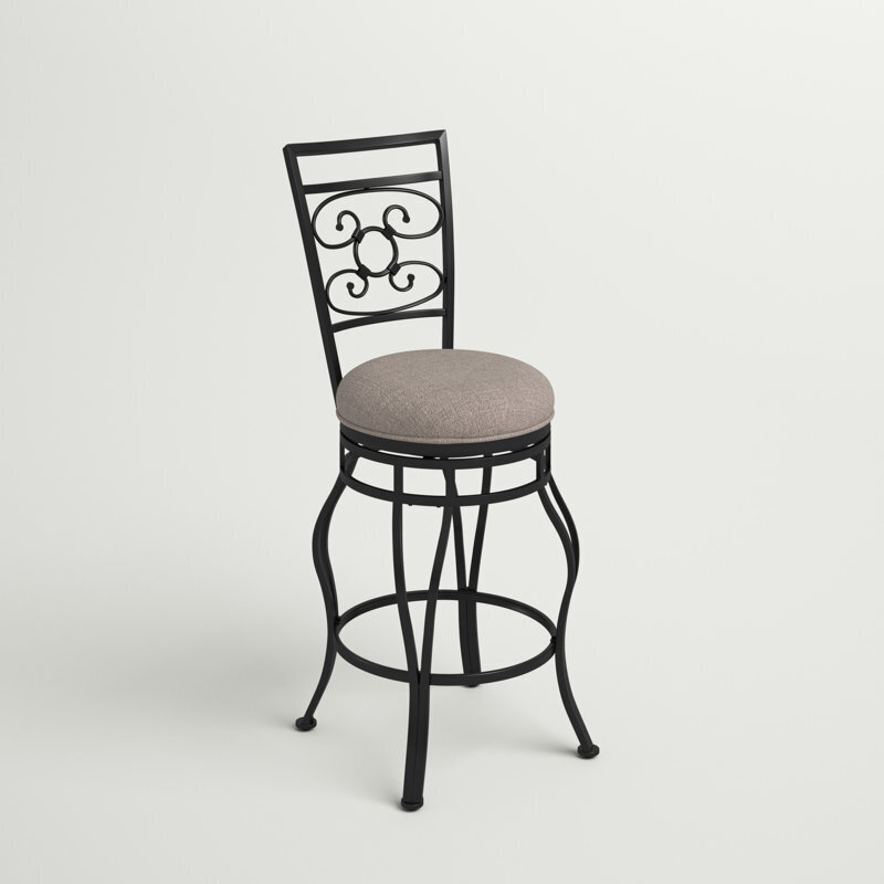 Cafe Style Black Wrought Iron Bar Stool