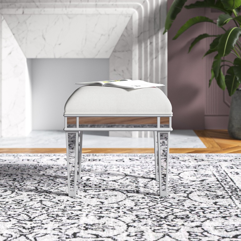 Glamorous Vanity Stool with Mirrored Detailing