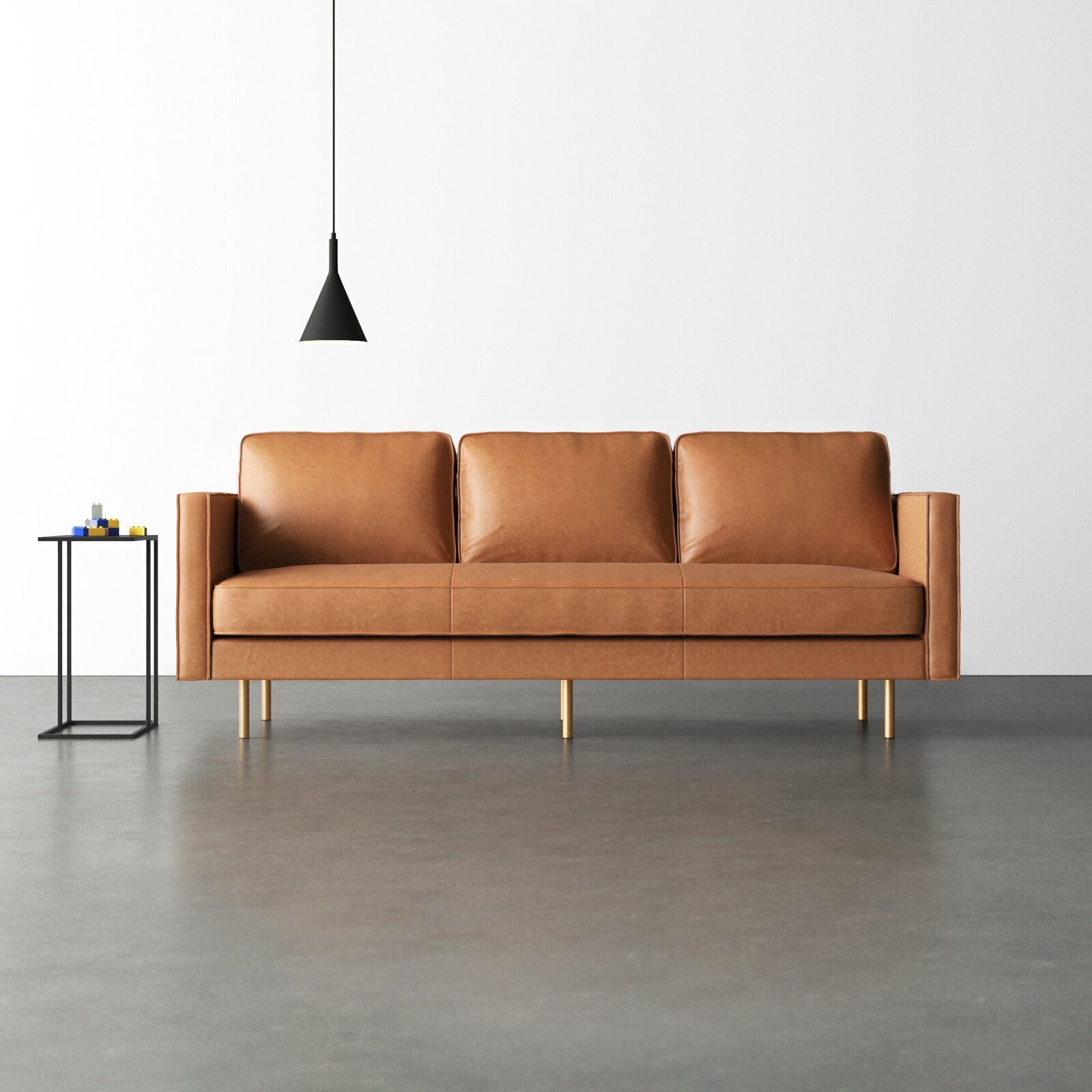 Camel sofa in vegan leather