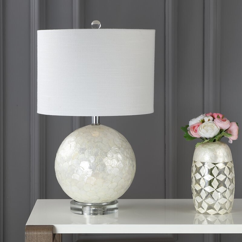 Capiz Globe Lamp with Cylindrical Drum Shade 