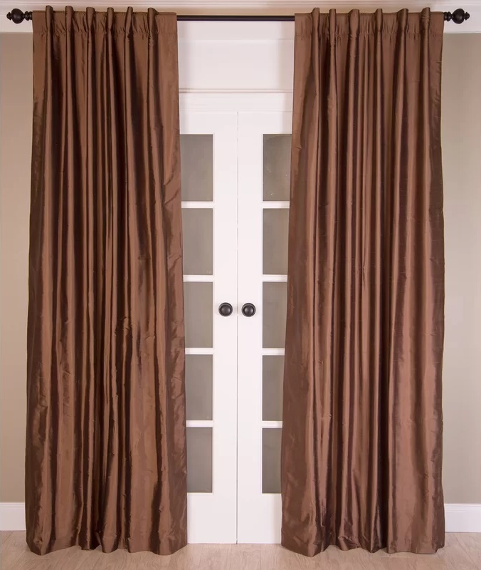 Cappucino Colored Silk Taffeta Curtains Ready Made
