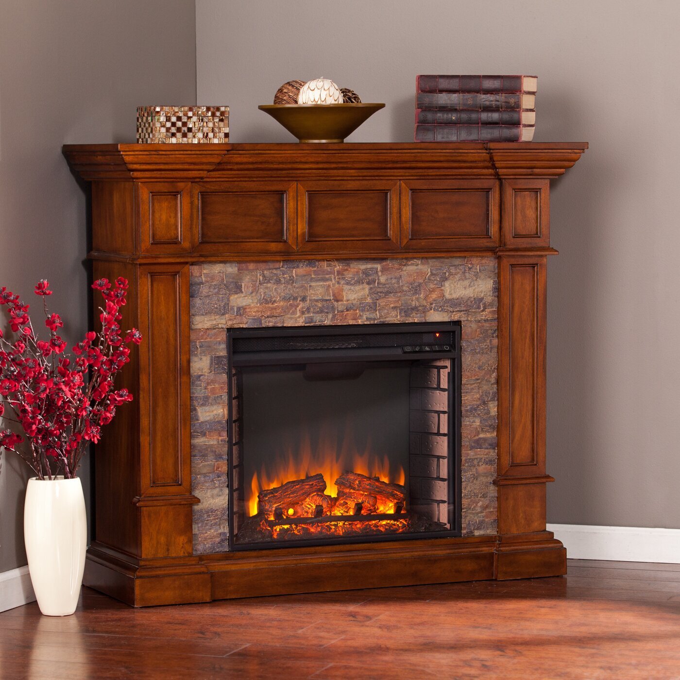 Carved Corner Fireplace