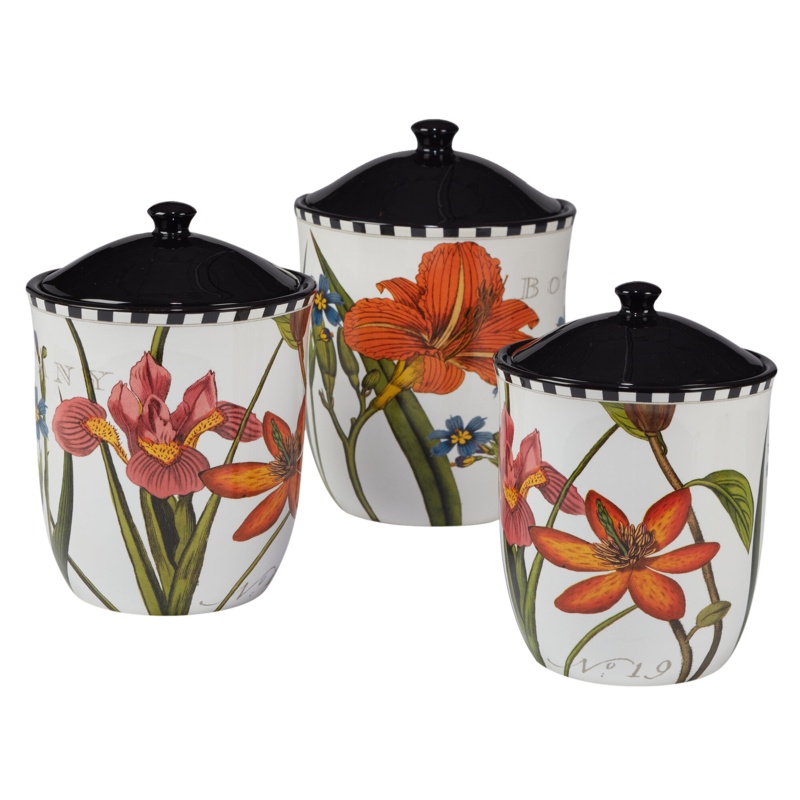 Certified International Botanical Floral Canister Set 3 Pc.
