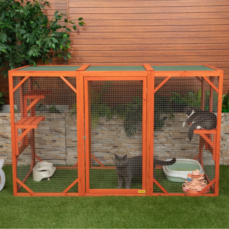 Wooden Cat Playpen with Jumping Platforms