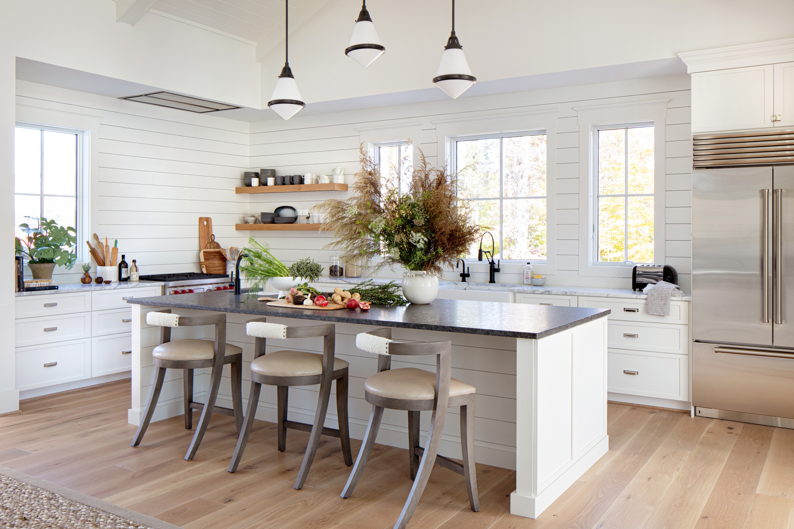 Charming Kitchen With Horizontal Wood Panels