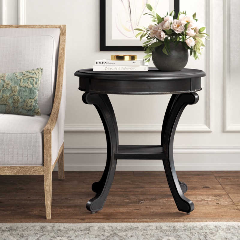 Round Farmhouse-Style End Table