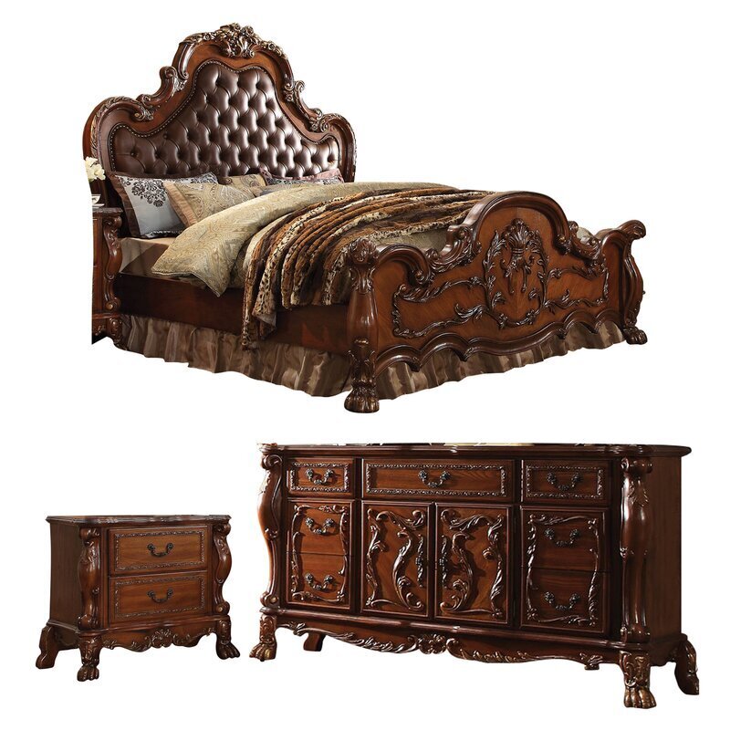 Cherry finish configurable pulaski bedroom set