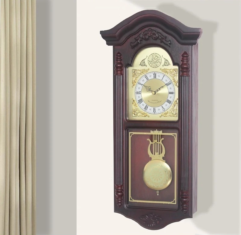 Cherry finish mission style clock