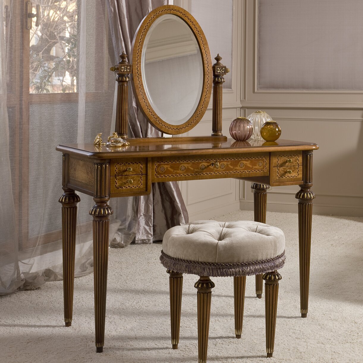 Cherry Wood Vanity Dressing Table