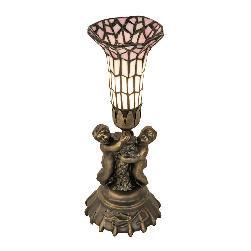 Cherub Lamp Antique With Crackle Glass