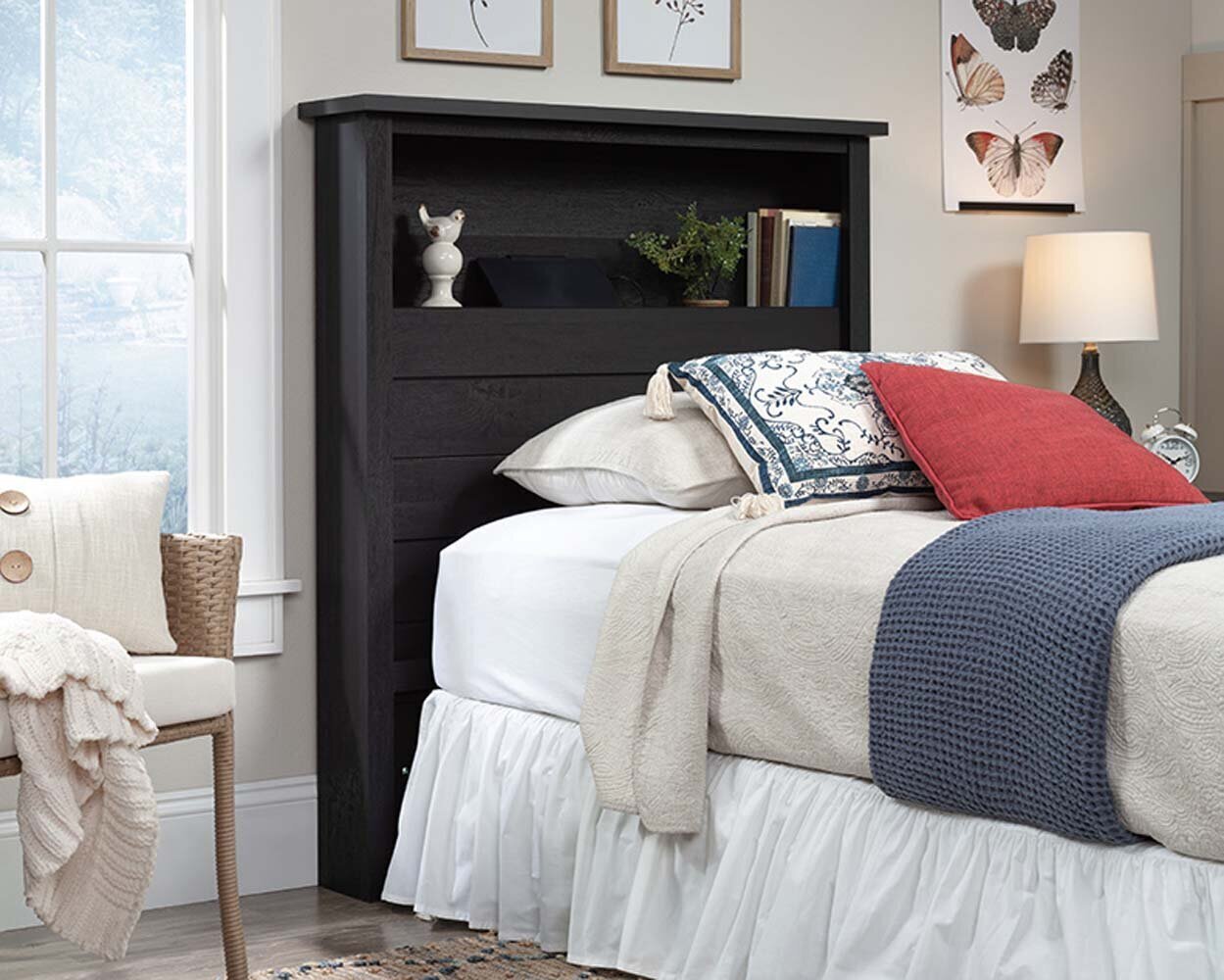 Chic Black Twin Headboard Shelf