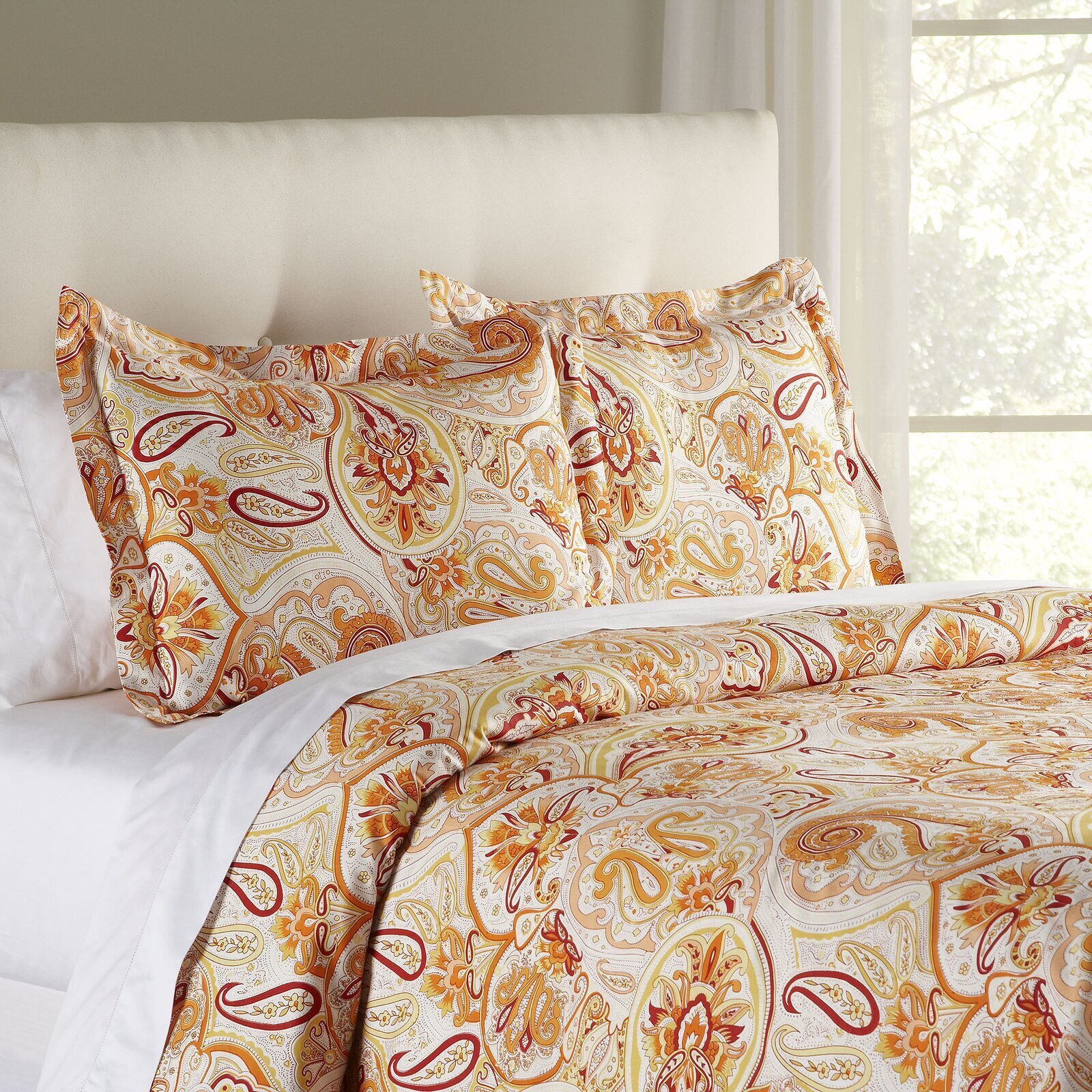 Chic Orange Paisley Bedding