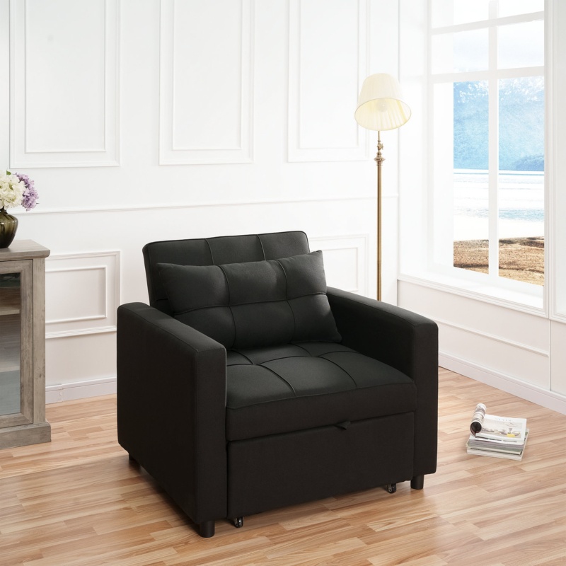 Chirokitia 3 in 1 Convertible Chair Bed, Lounger Sleeper Chair Bed, Linen Sofa Bed Sleeper Armchair