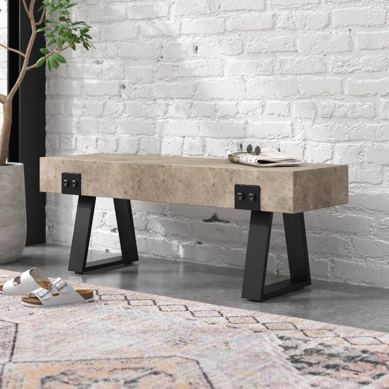 Classic Industrial Stone Bench Outdoor 