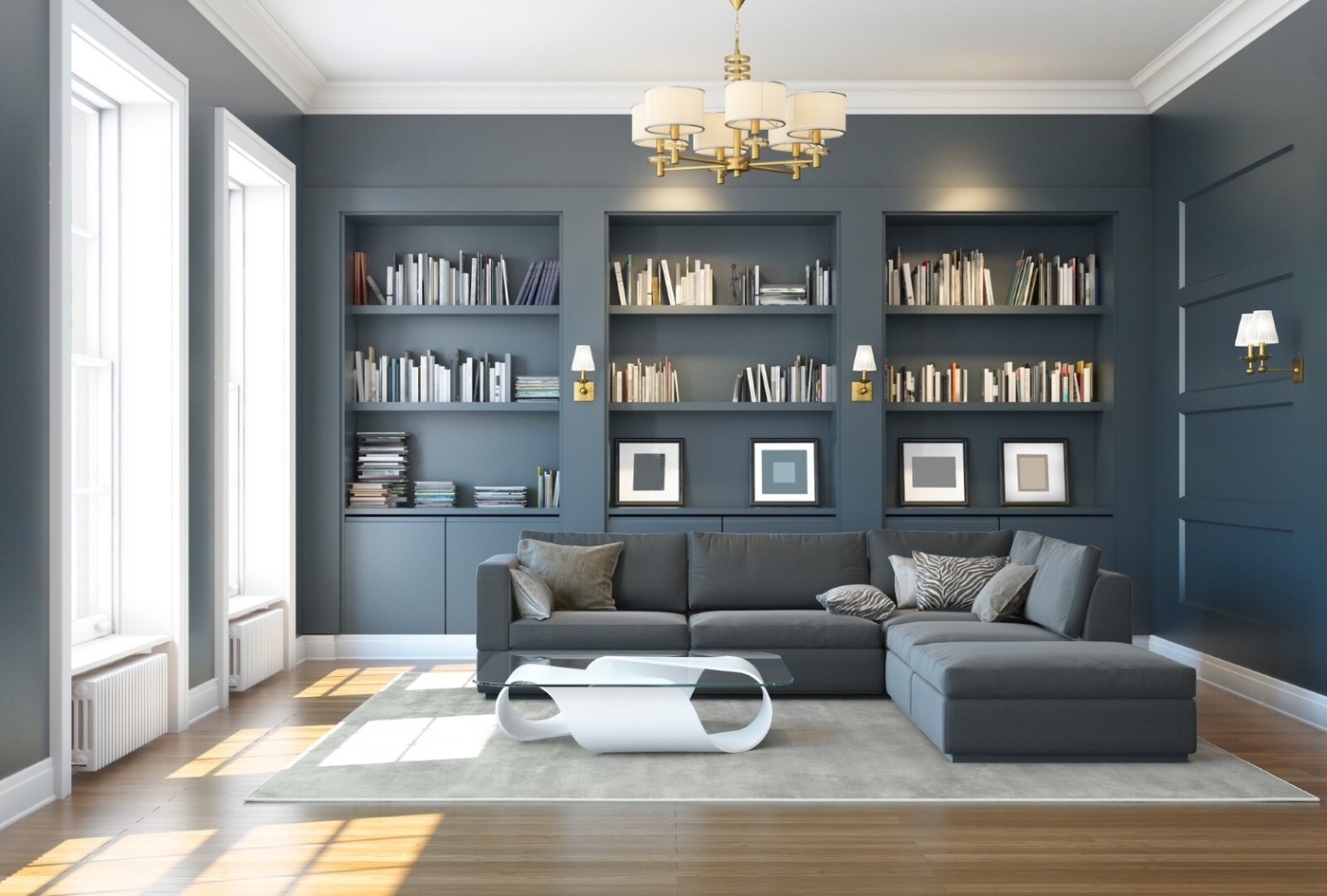 Classic luxury dark gray living room