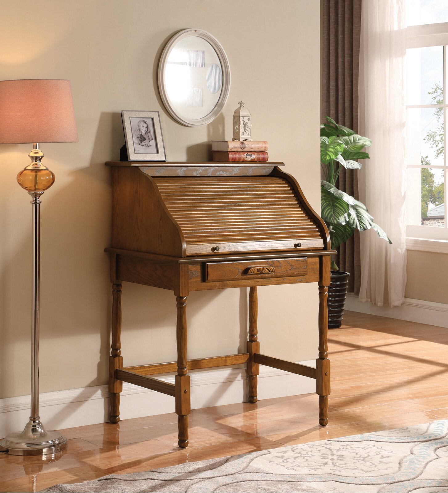 Classic Small Roll Top Computer Desk